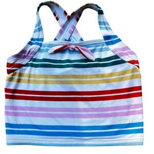 Hanna Andersson Kids Multi Color Striped Cross Back Tankini Swim Top 110cm 4/5